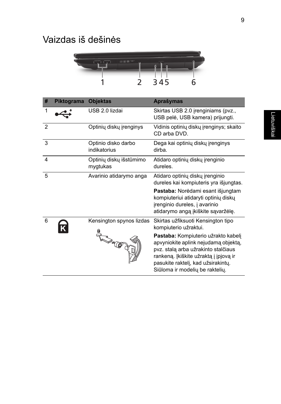 Vaizdas iš dešinės | Acer TravelMate 5335 User Manual | Page 233 / 313