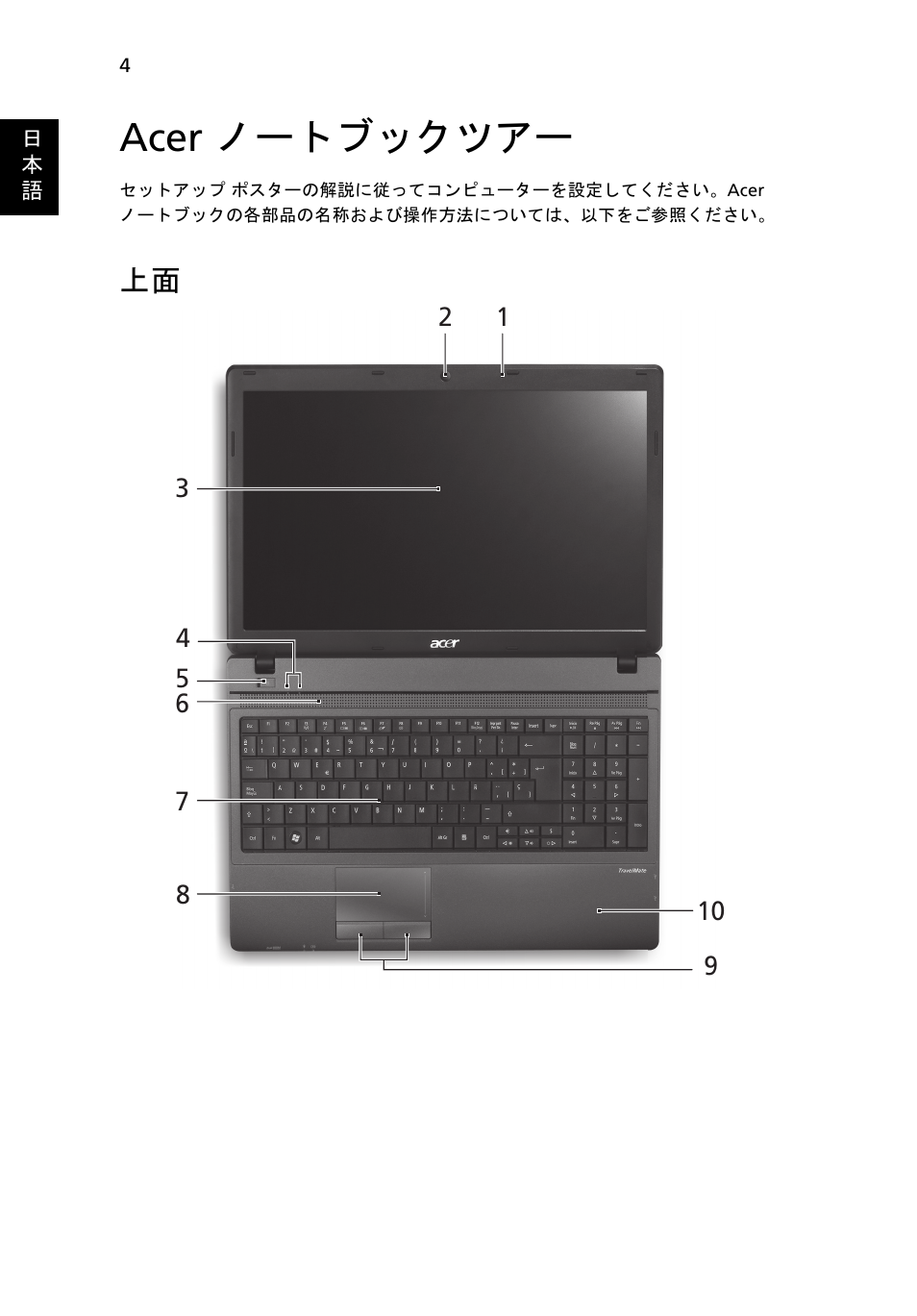 Acer ノートブックツアー | Acer TravelMate 5335 User Manual | Page 258 / 313