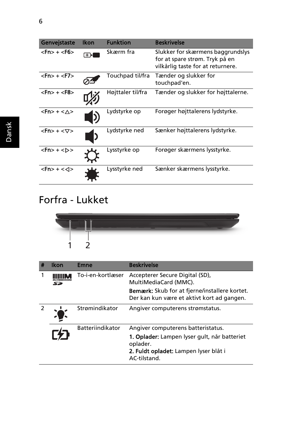 Forfra - lukket | Acer TravelMate 5335 User Manual | Page 90 / 313