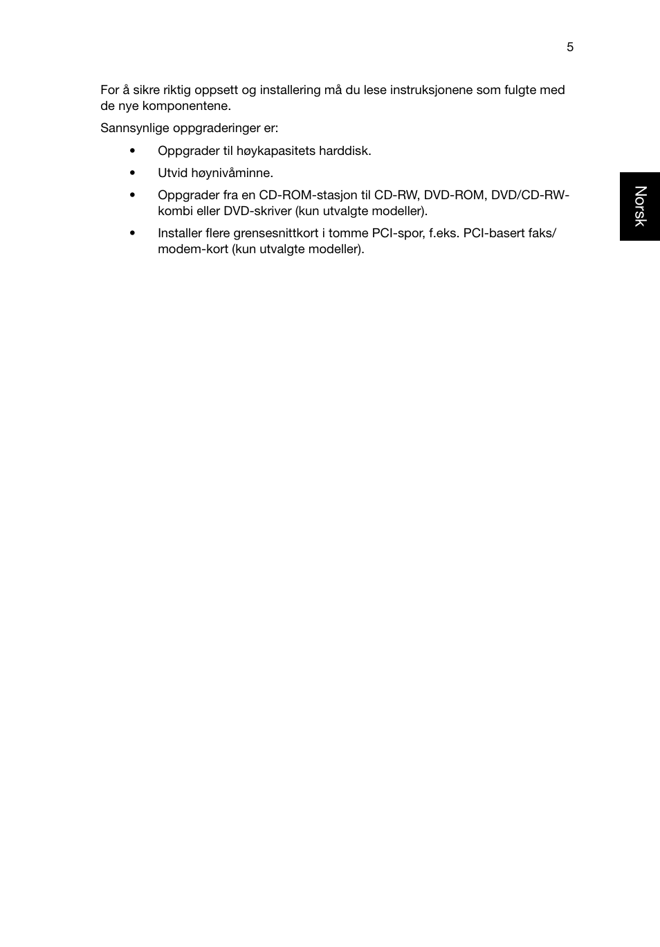 Norsk | Acer Aspire T3-600 User Manual | Page 289 / 764