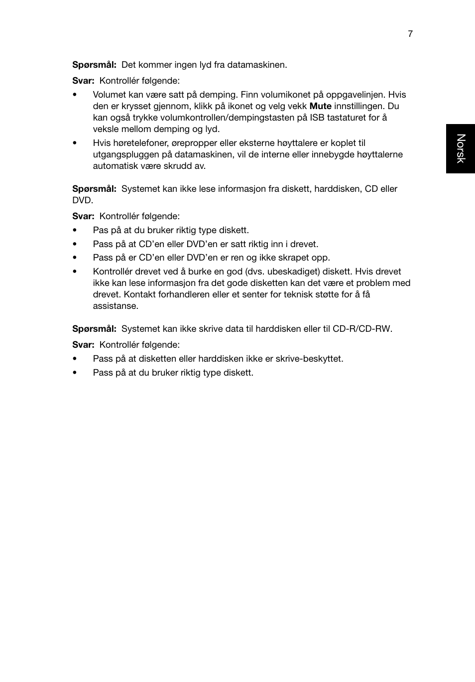 Norsk | Acer Aspire T3-600 User Manual | Page 291 / 764