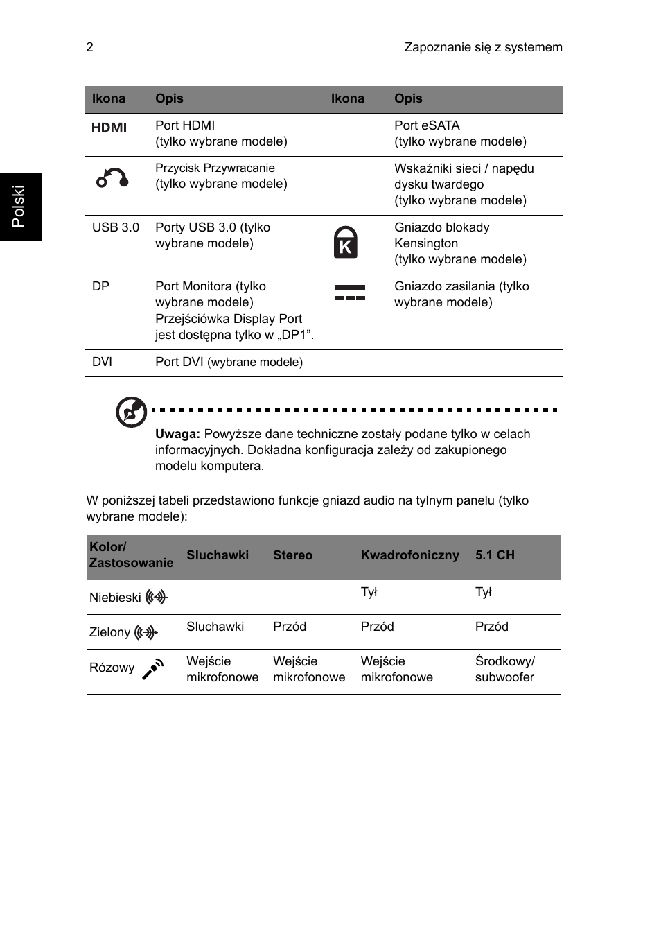 Polski | Acer Aspire T3-600 User Manual | Page 420 / 764