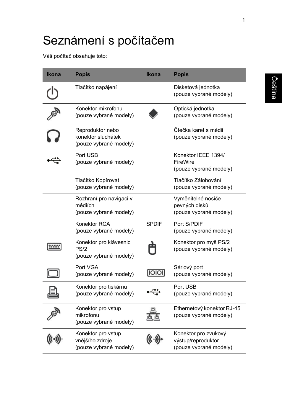 Seznámení s počítačem | Acer Aspire T3-600 User Manual | Page 473 / 764