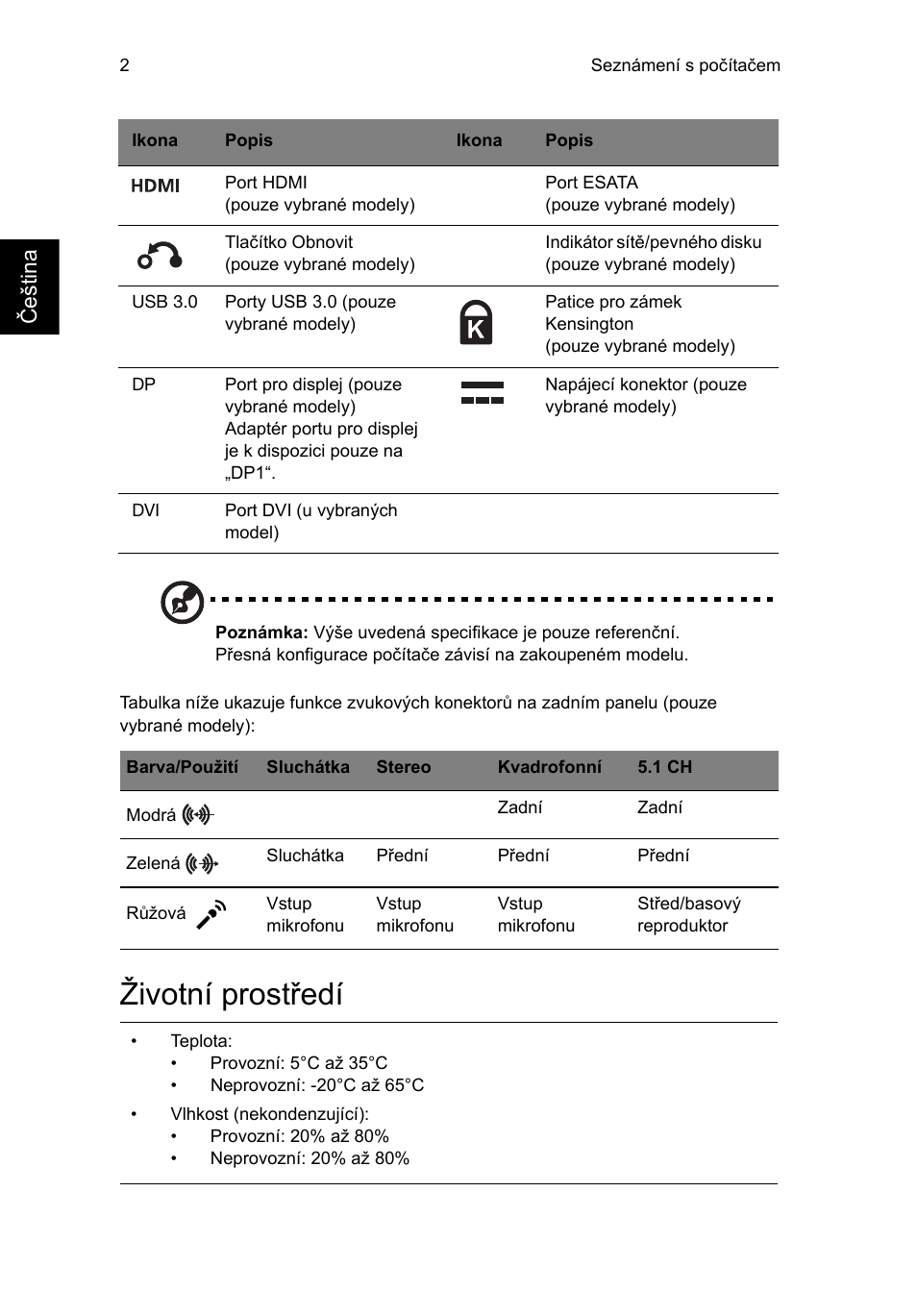 Životní prostředí, Češ tin a | Acer Aspire T3-600 User Manual | Page 474 / 764