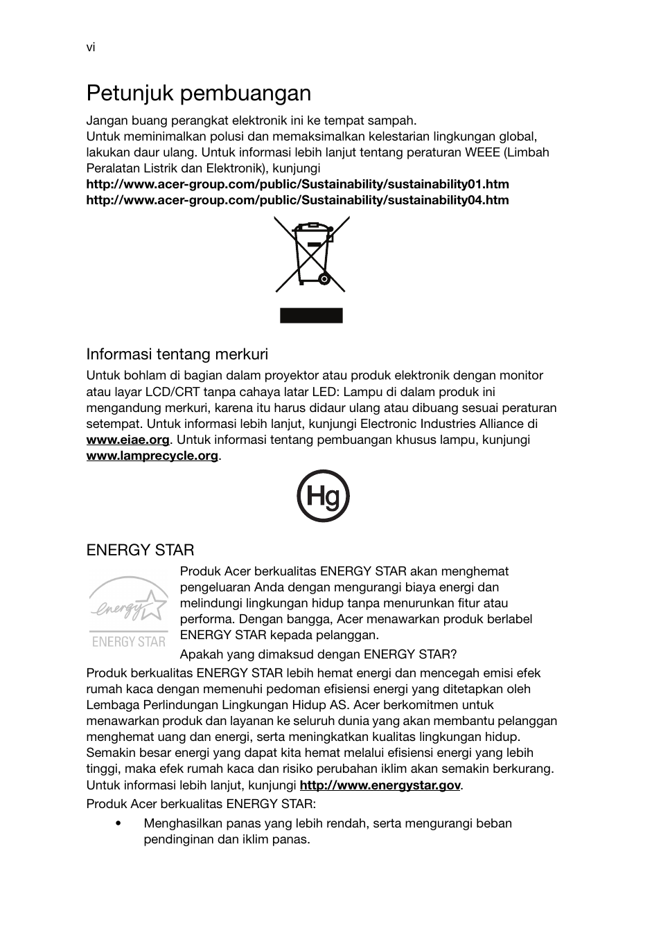 Petunjuk pembuangan | Acer Aspire T3-600 User Manual | Page 684 / 764