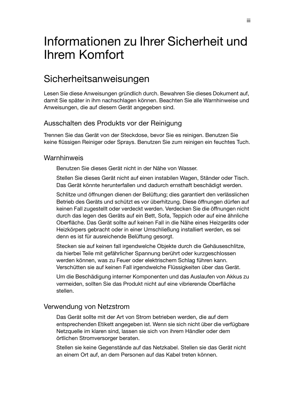 Sicherheitsanweisungen | Acer Aspire T3-600 User Manual | Page 85 / 764