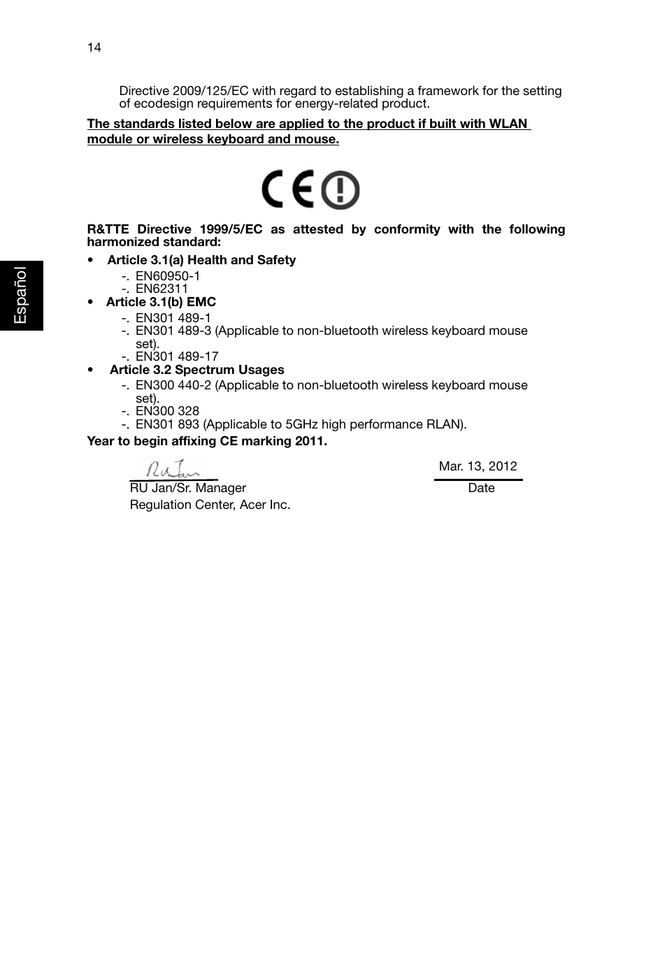 Españ o l | Acer Veriton E430_45 User Manual | Page 186 / 752