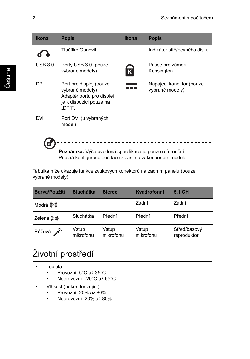 Životní prostředí, Češ tin a | Acer Veriton E430_45 User Manual | Page 464 / 752