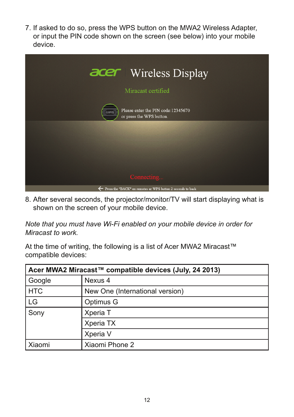 Acer K135 User Manual | Page 12 / 25