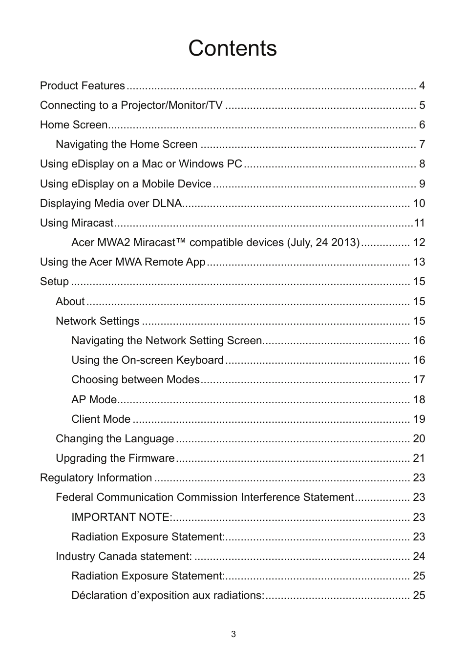 Acer K135 User Manual | Page 3 / 25