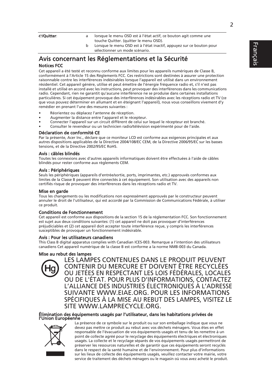Acer V193W User Manual | Page 5 / 28