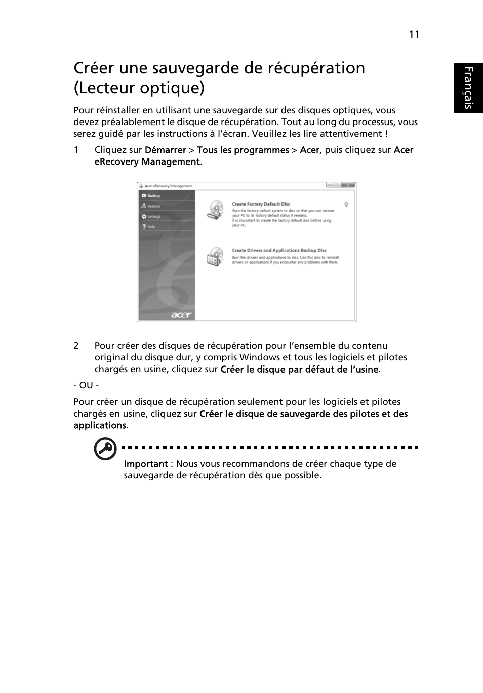 Français | Acer TravelMate 7750G User Manual | Page 107 / 2286