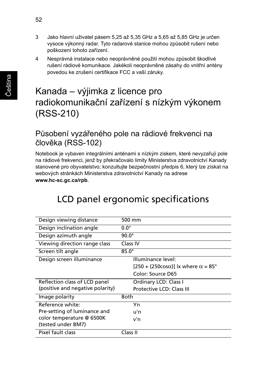 Lcd panel ergonomic specifications | Acer TravelMate 7750G User Manual | Page 1110 / 2286