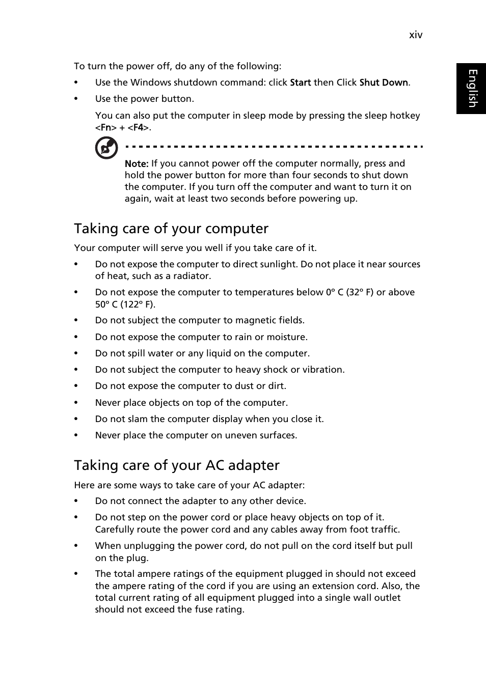 Taking care of your computer, Taking care of your ac adapter | Acer TravelMate 7750G User Manual | Page 16 / 2286