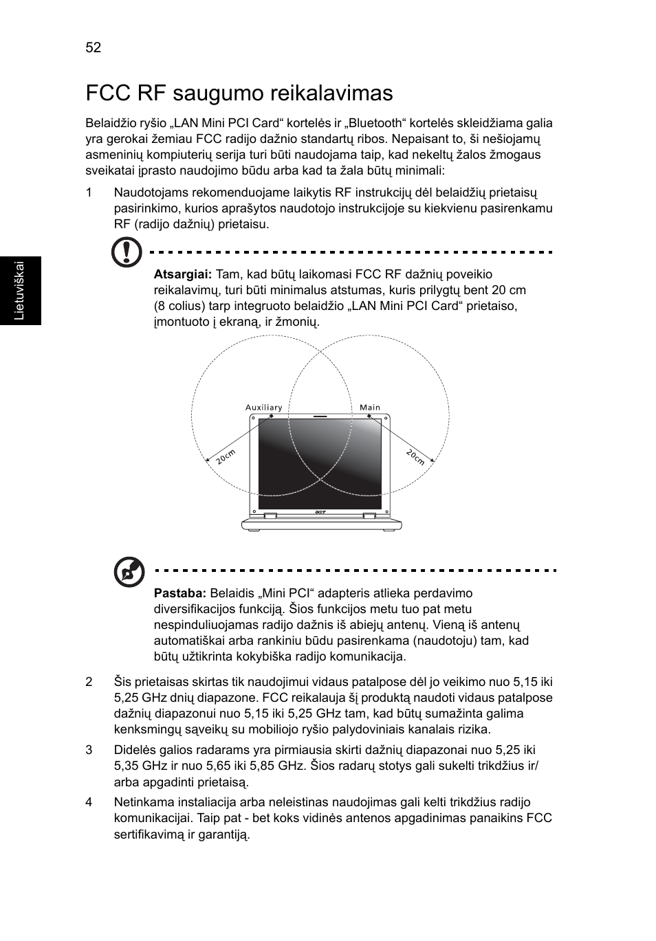 Fcc rf saugumo reikalavimas | Acer TravelMate 7750G User Manual | Page 1696 / 2286