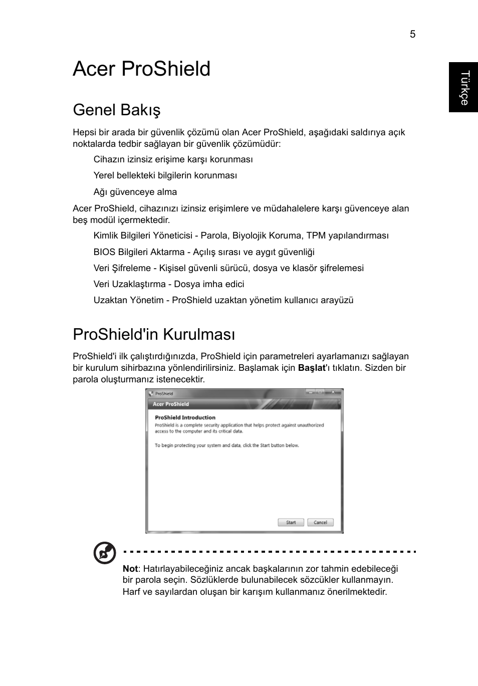 Acer proshield, Genel bakış, Proshield'in kurulması | Acer TravelMate 7750G User Manual | Page 1805 / 2286