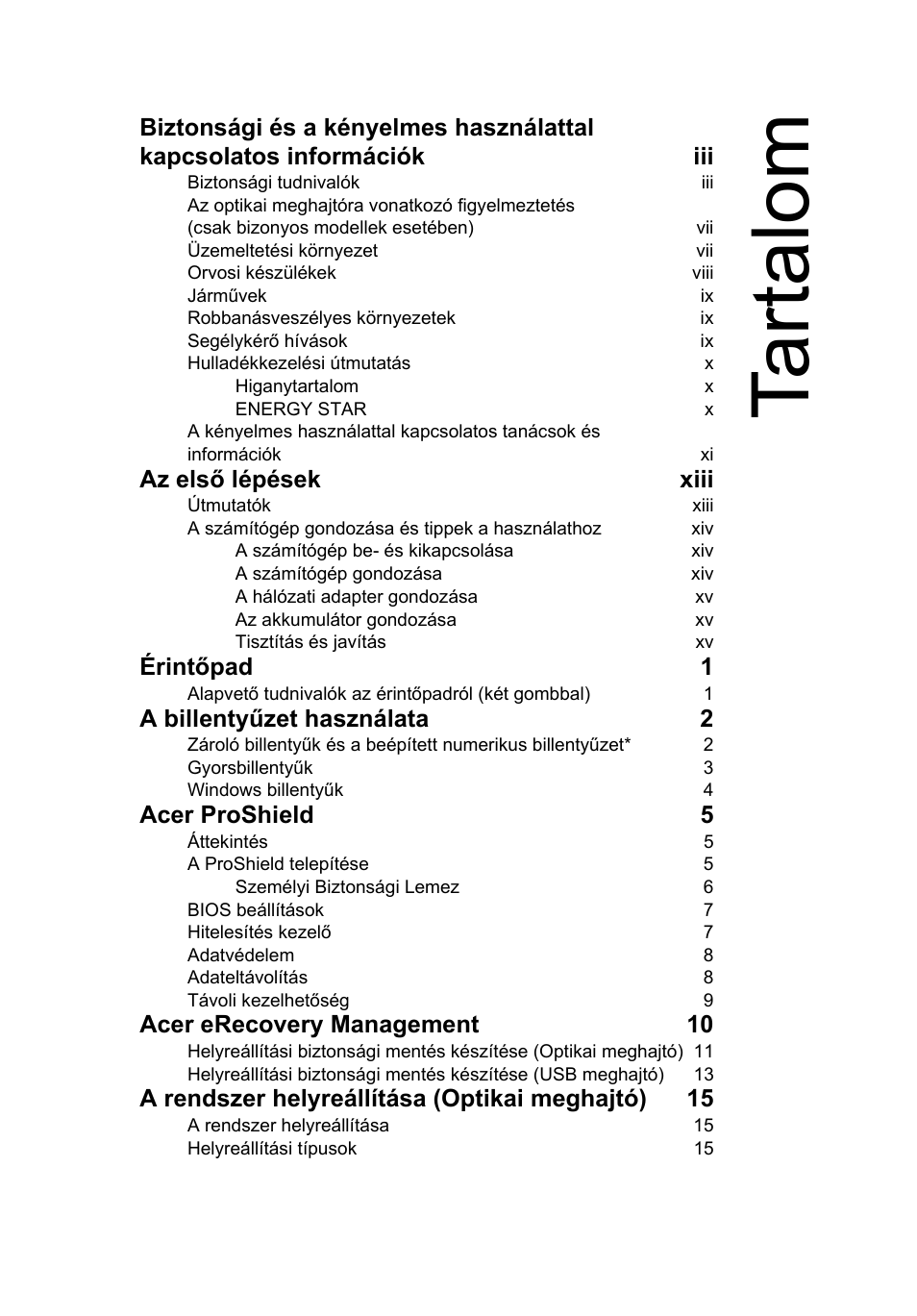 Tartalom, Ta rt al om | Acer TravelMate 7750G User Manual | Page 979 / 2286