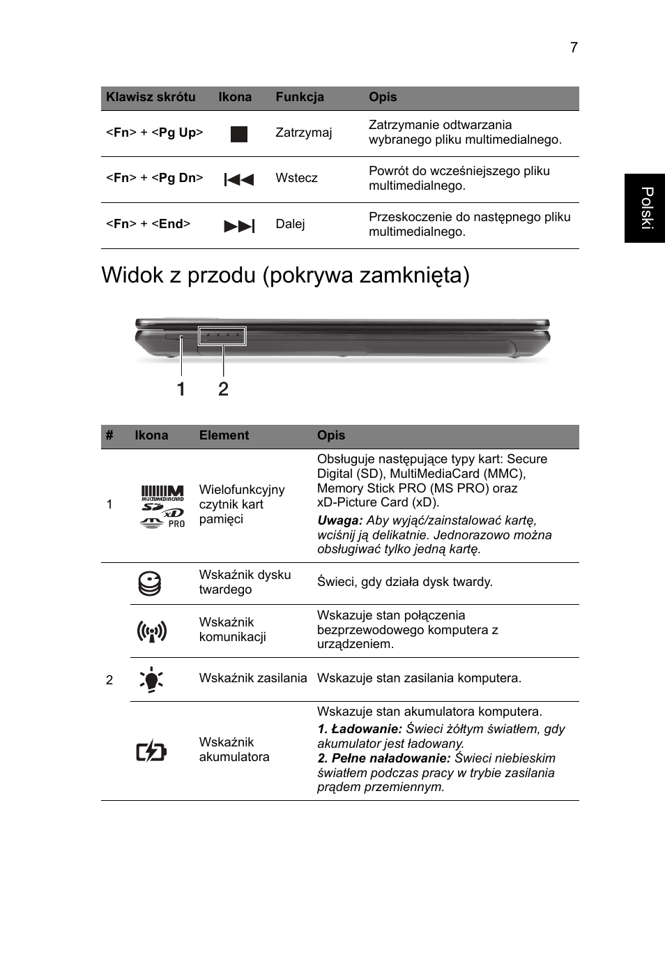 Widok z przodu (pokrywa zamkniêta), Widok z przodu (pokrywa zamknięta) | Acer TravelMate P243-M User Manual | Page 137 / 310