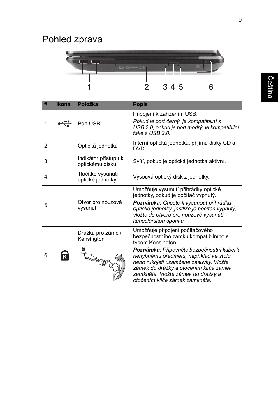 Pohled zprava | Acer TravelMate P243-M User Manual | Page 159 / 310