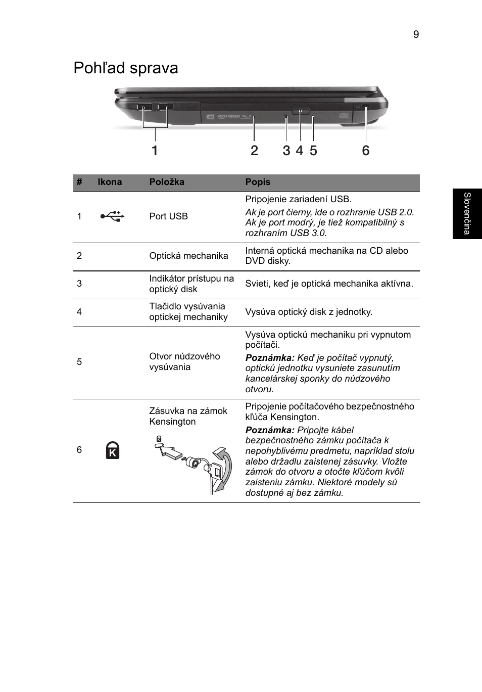 Pohľad sprava | Acer TravelMate P243-M User Manual | Page 169 / 310