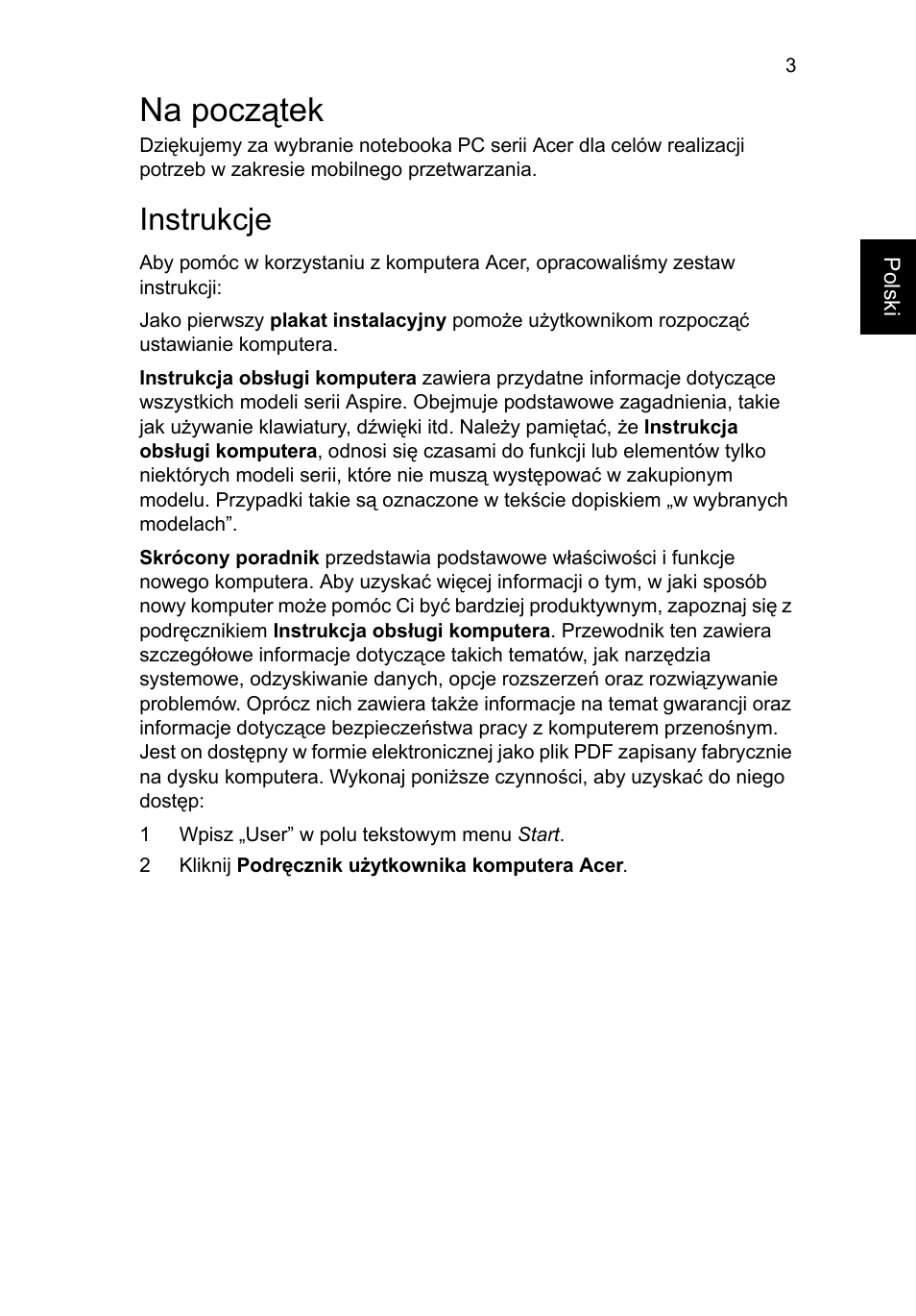 Na początek, Instrukcje | Acer Aspire V3-431 User Manual | Page 153 / 362