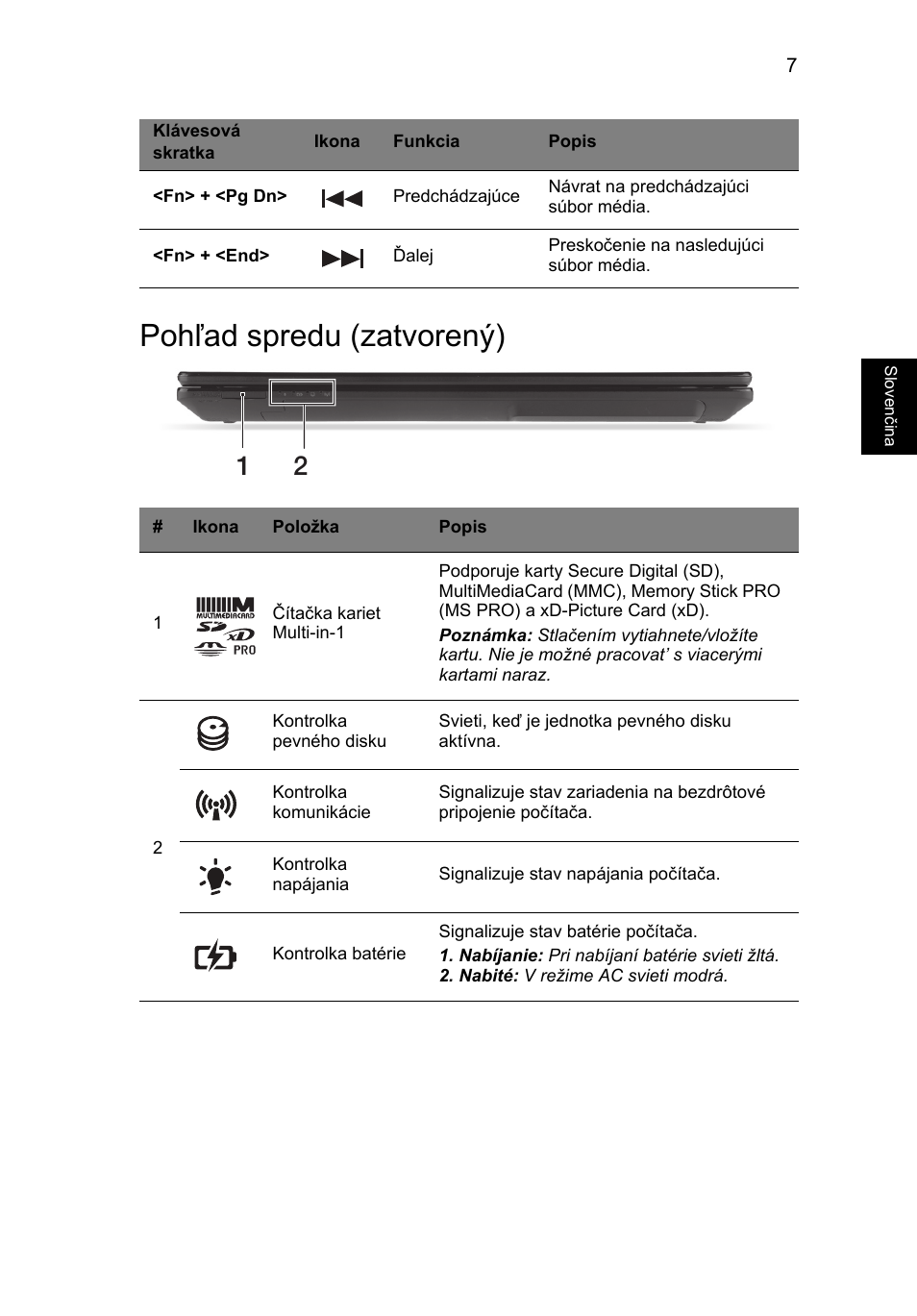 Pohľad spredu (zatvorený) | Acer Aspire V3-431 User Manual | Page 193 / 362