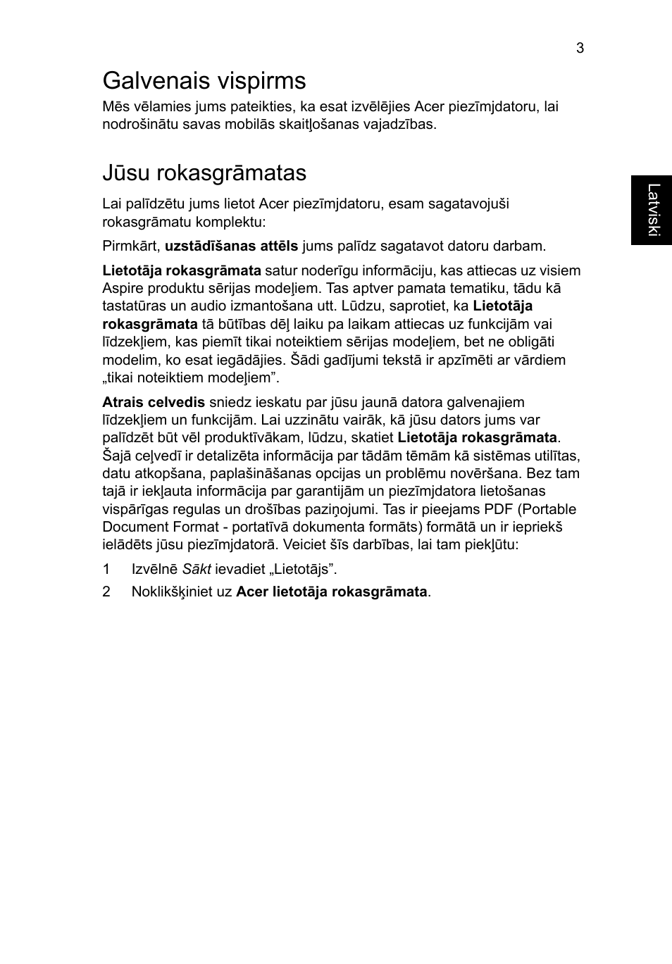 Galvenais vispirms, Jūsu rokasgrāmatas | Acer Aspire V3-431 User Manual | Page 261 / 362