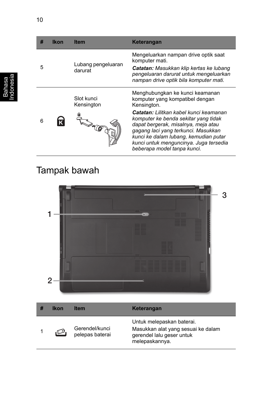 Tampak bawah | Acer Aspire V3-431 User Manual | Page 348 / 362