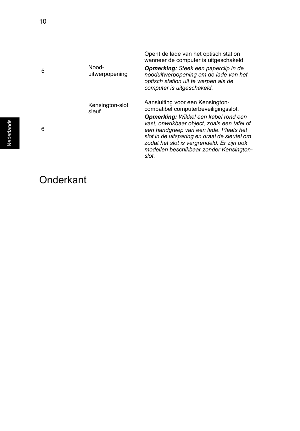 Onderkant | Acer Aspire V3-431 User Manual | Page 88 / 362