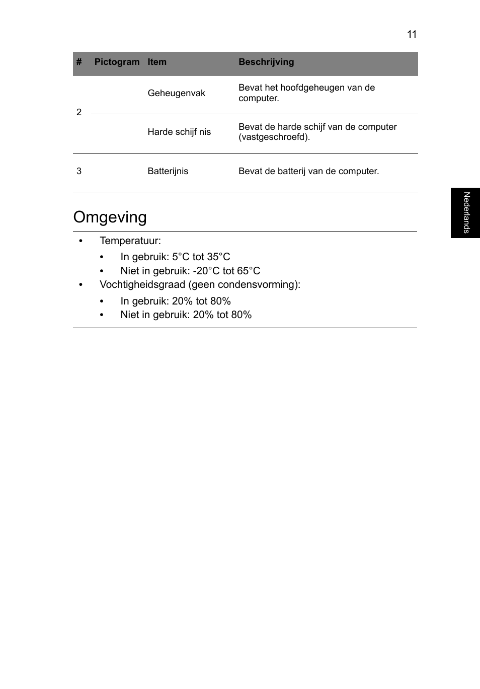 Omgeving | Acer Aspire V3-431 User Manual | Page 89 / 362