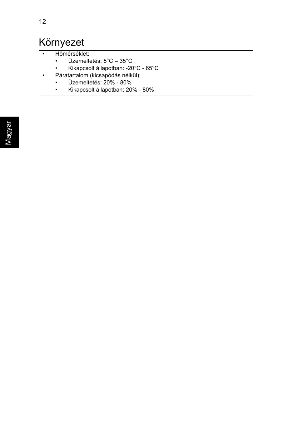 Környezet | Acer TravelMate 6594G User Manual | Page 172 / 376