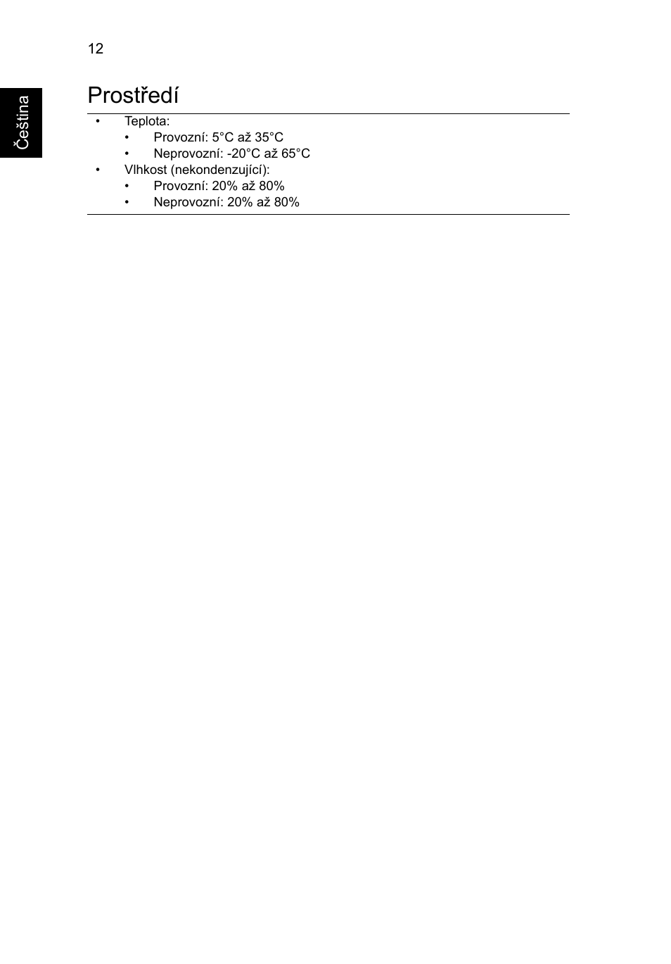 Prostředí | Acer TravelMate 6594G User Manual | Page 184 / 376