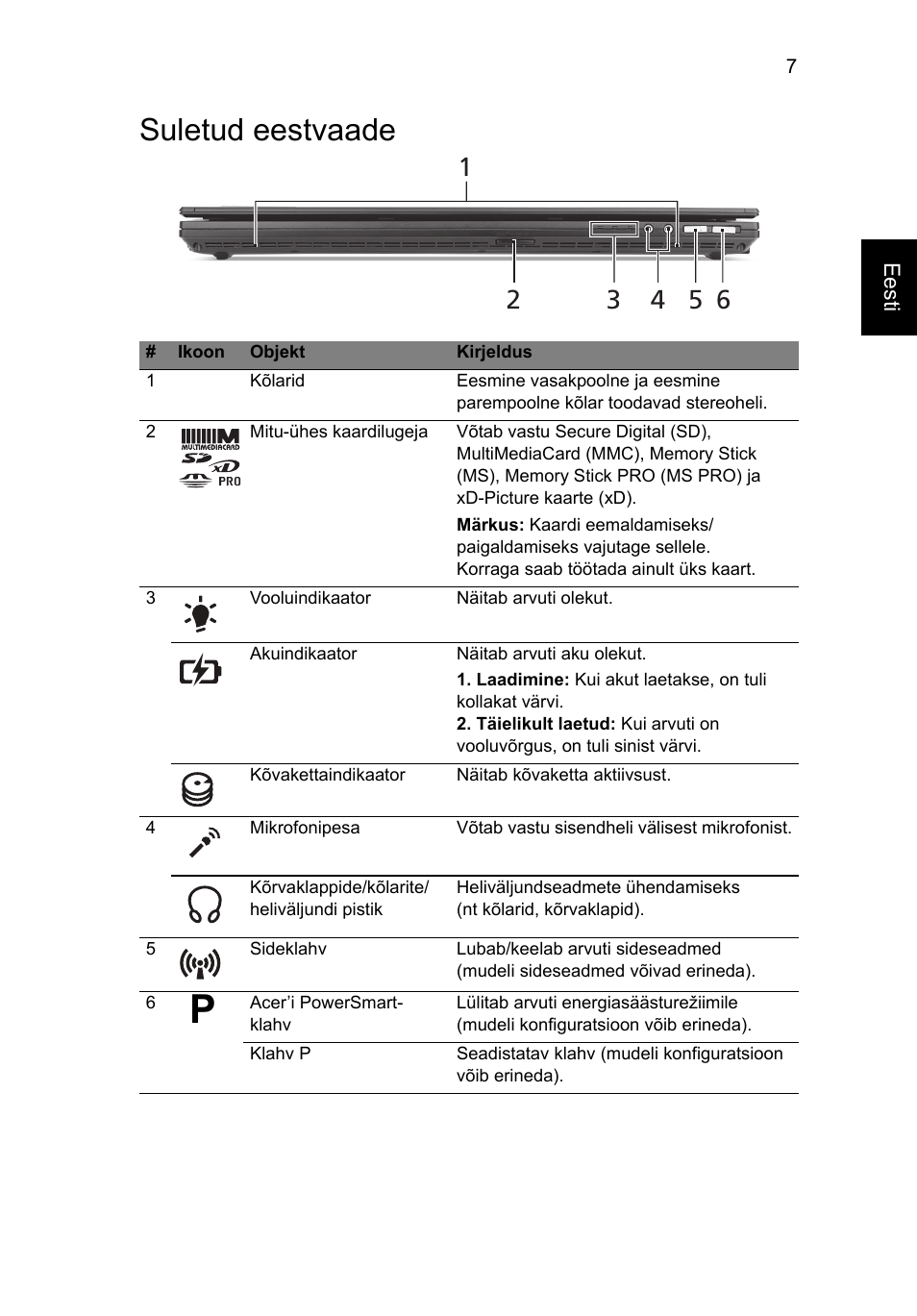 Suletud eestvaade | Acer TravelMate 6594G User Manual | Page 251 / 376