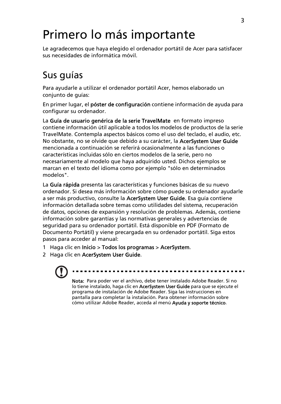 Primero lo más importante, Sus guías | Acer TravelMate 6594G User Manual | Page 53 / 376