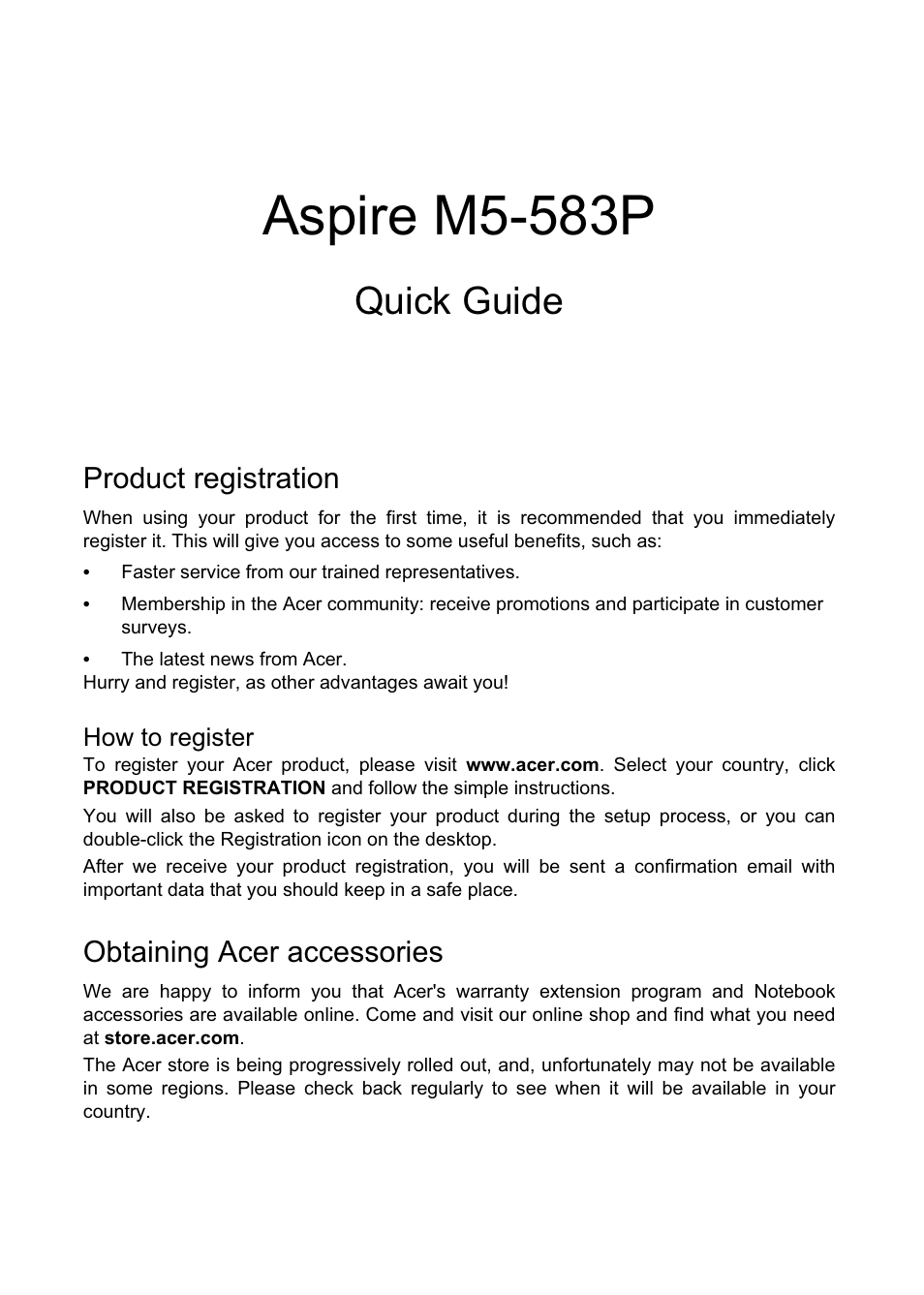 Acer Aspire M5-583P User Manual | 12 pages