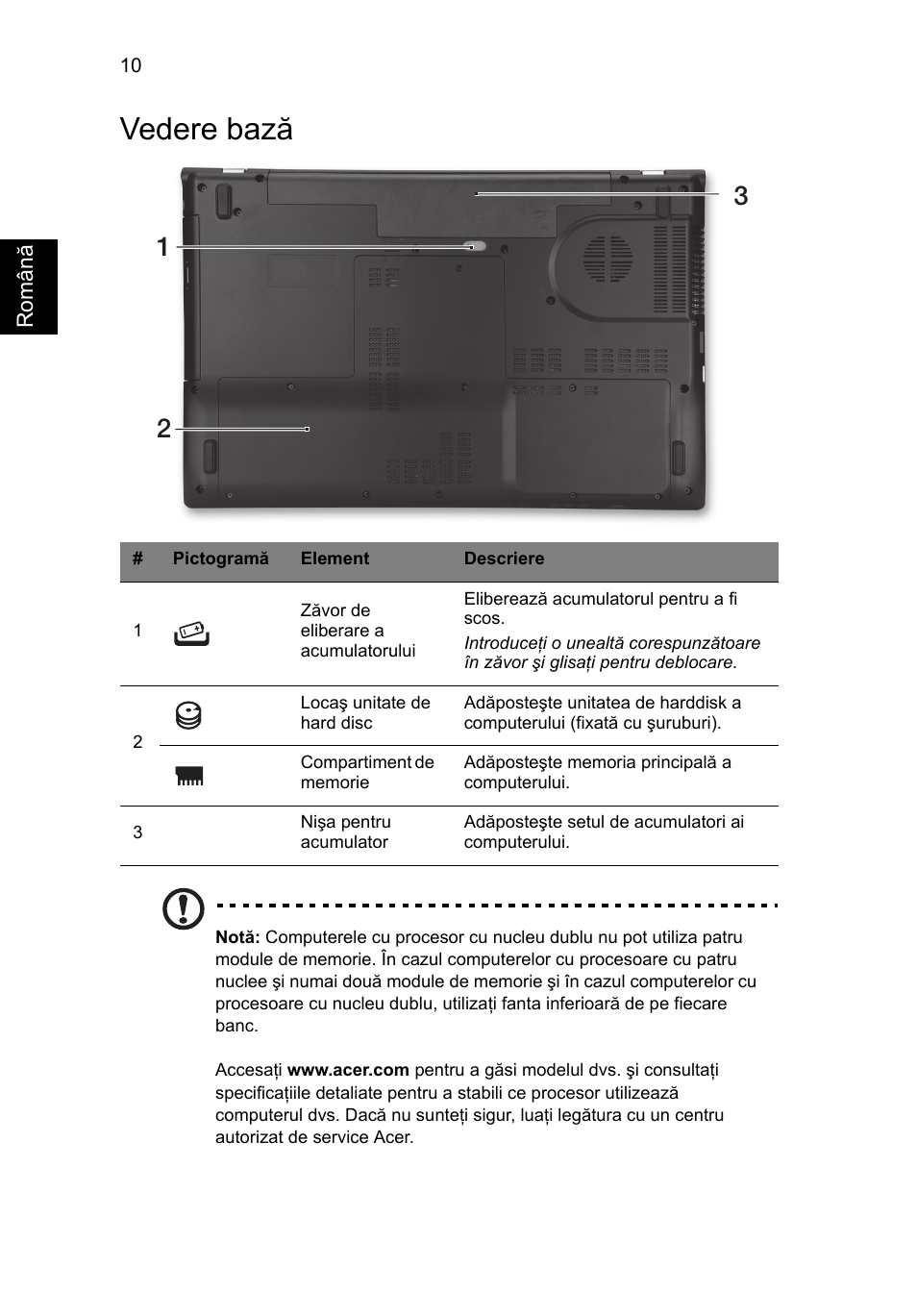 Vedere bază | Acer Aspire V3-771G User Manual | Page 232 / 366