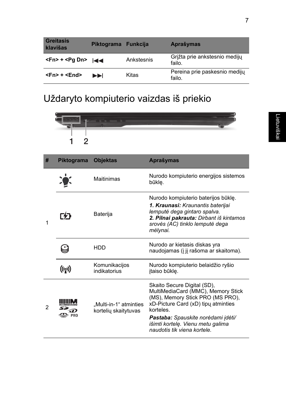 Uždaryto kompiuterio vaizdas iš priekio | Acer Aspire V3-771G User Manual | Page 277 / 366