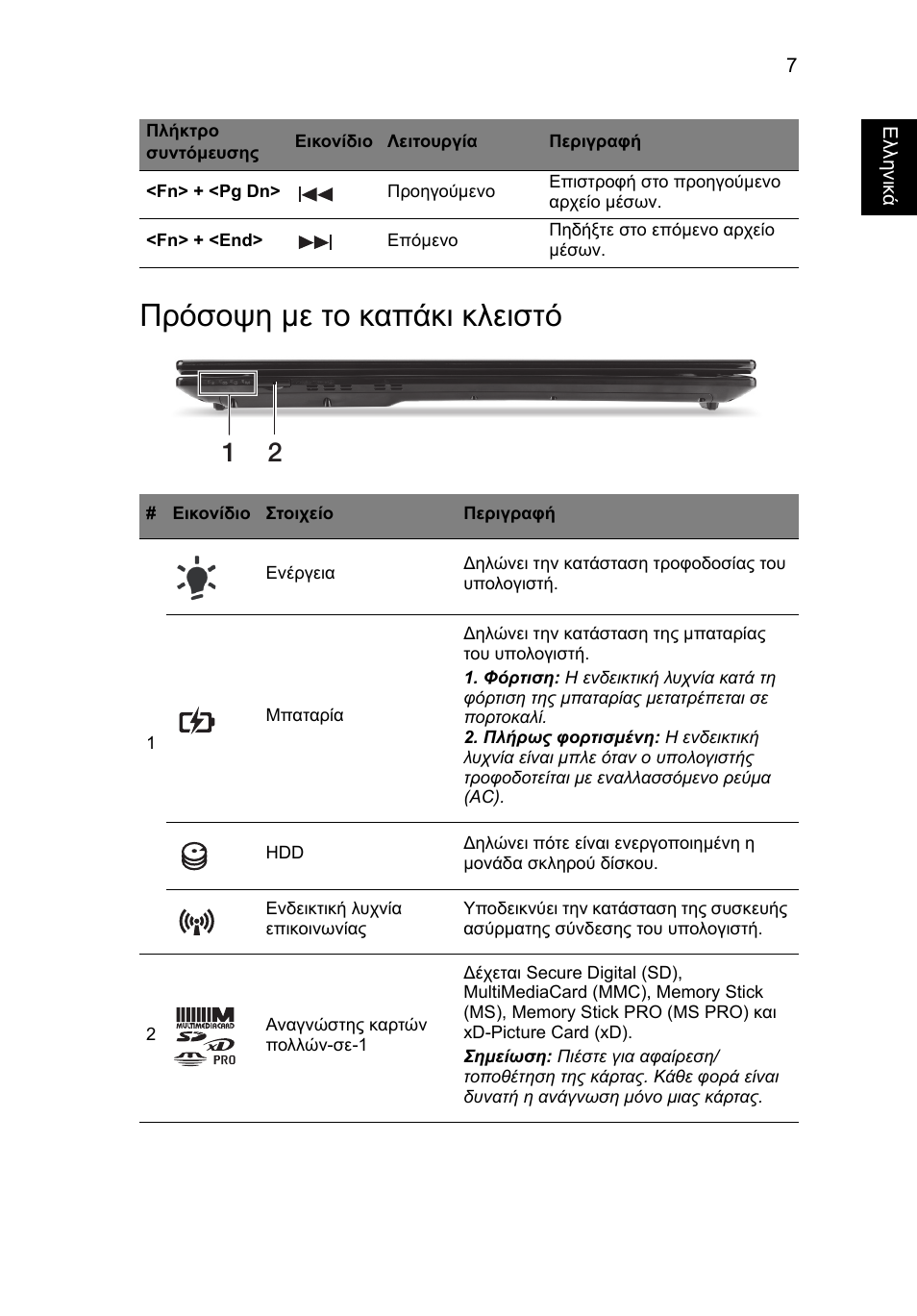 Πρόσοψη µε το καπάκι κλειστό | Acer Aspire V3-771G User Manual | Page 289 / 366
