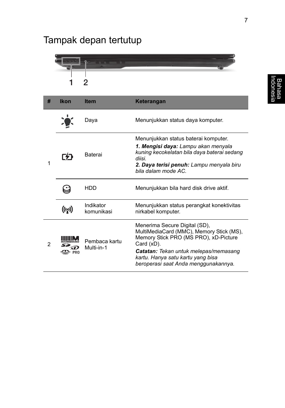 Tampak depan tertutup | Acer Aspire V3-771G User Manual | Page 349 / 366