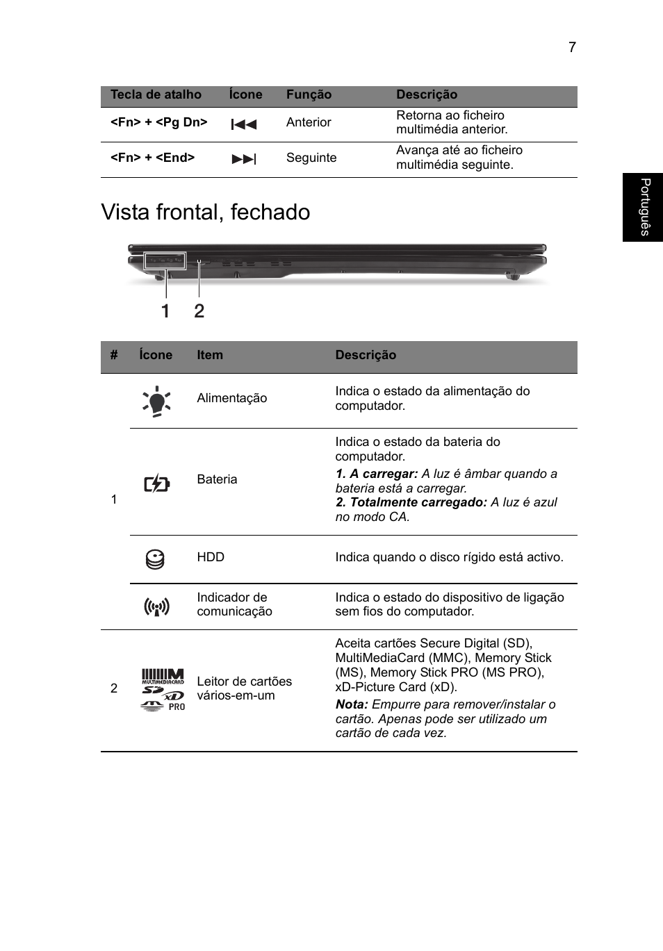 Vista frontal, fechado | Acer Aspire V3-771G User Manual | Page 73 / 366