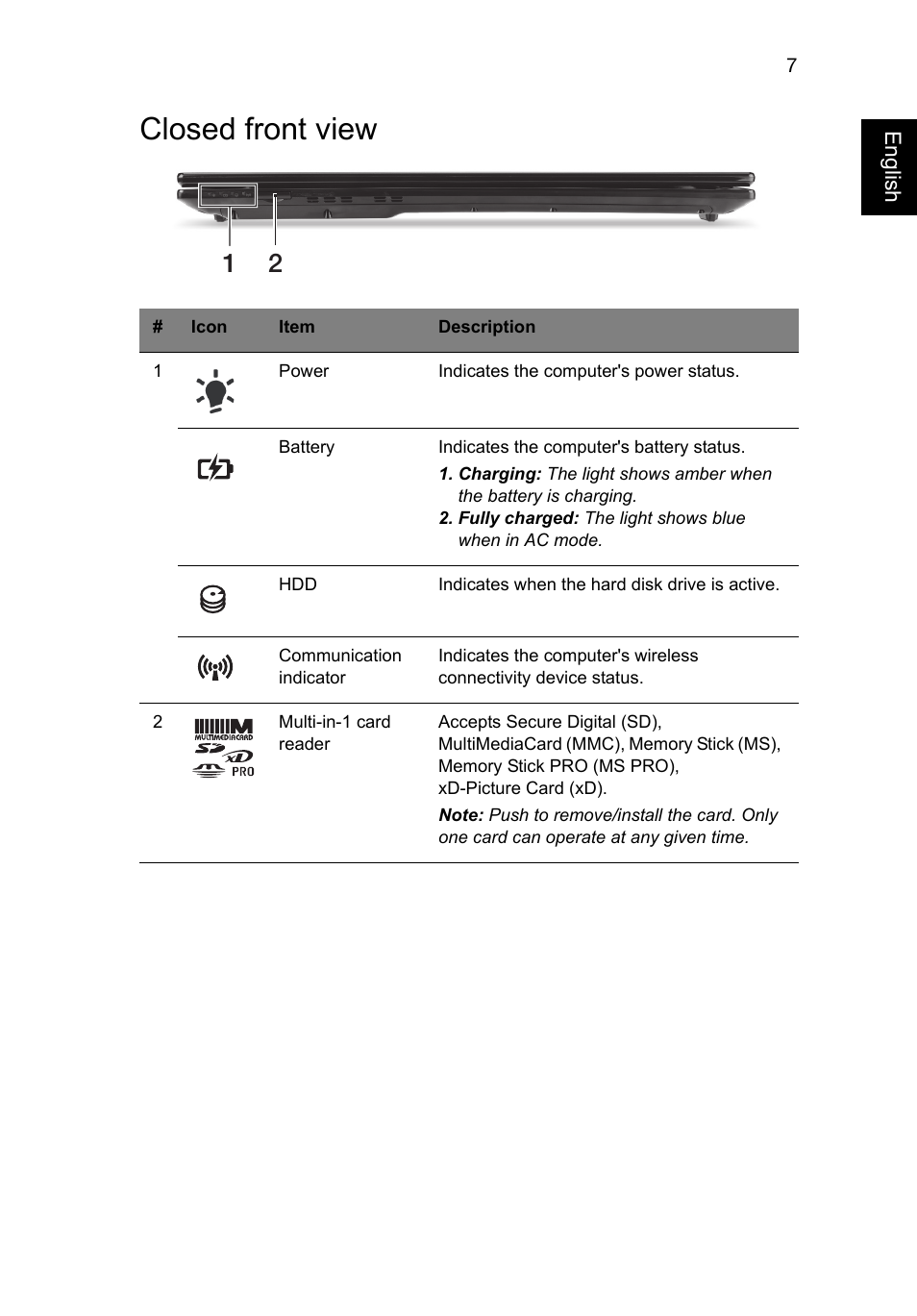 Closed front view | Acer Aspire V3-771G User Manual | Page 9 / 366