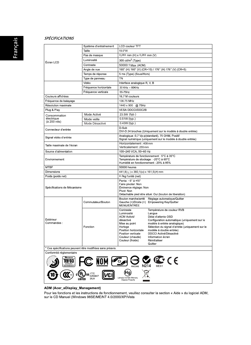 Acer V193WV User Manual | Page 6 / 28