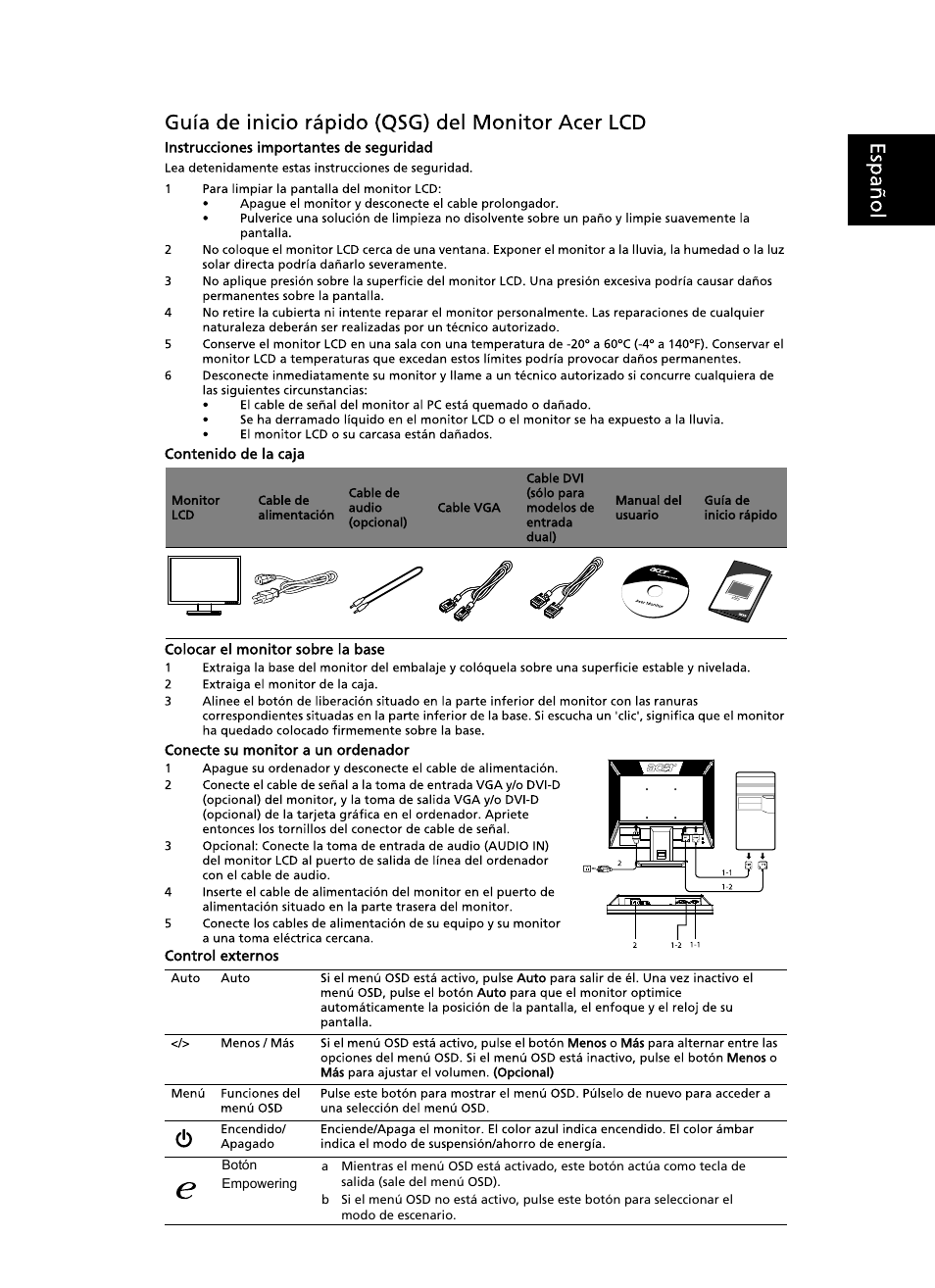 Acer V193WV User Manual | Page 7 / 28