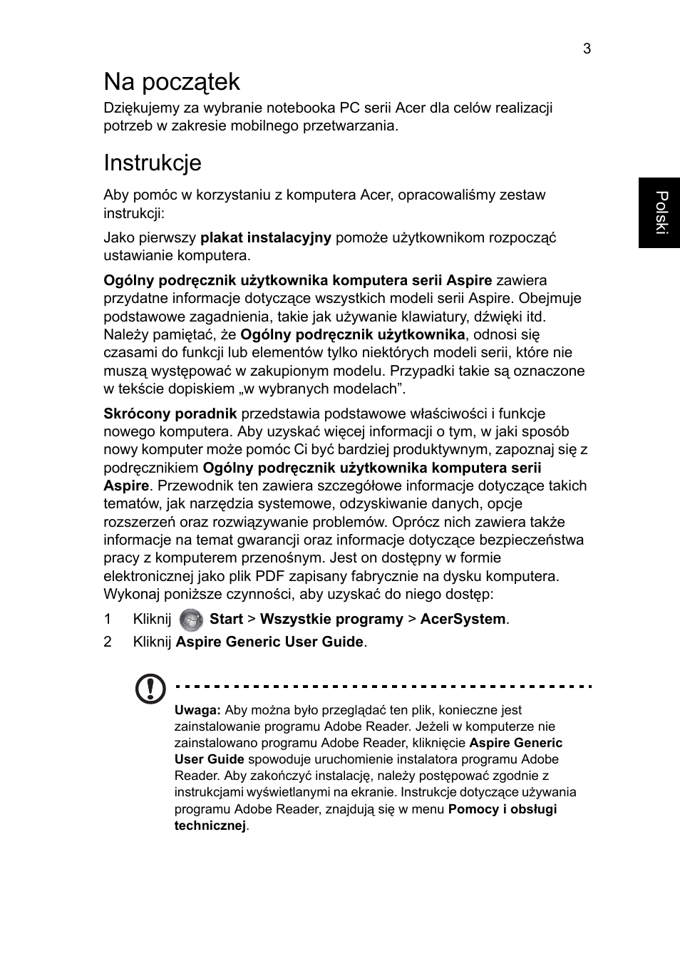 Na początek, Instrukcje | Acer Aspire V3-551G User Manual | Page 129 / 306