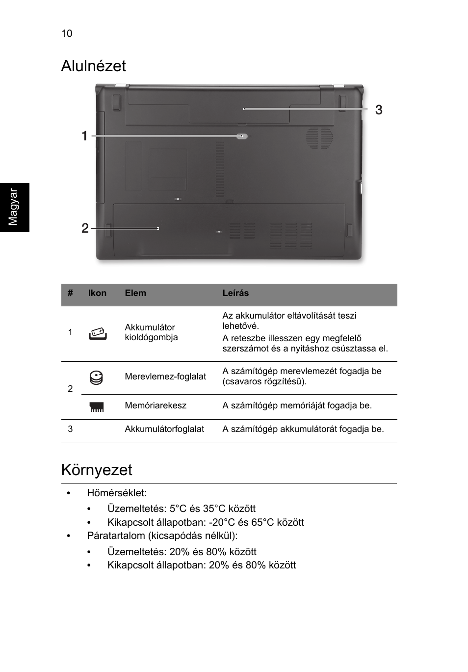 Alulnézet, Környezet, Alulnézet környezet | Acer Aspire V3-551G User Manual | Page 146 / 306