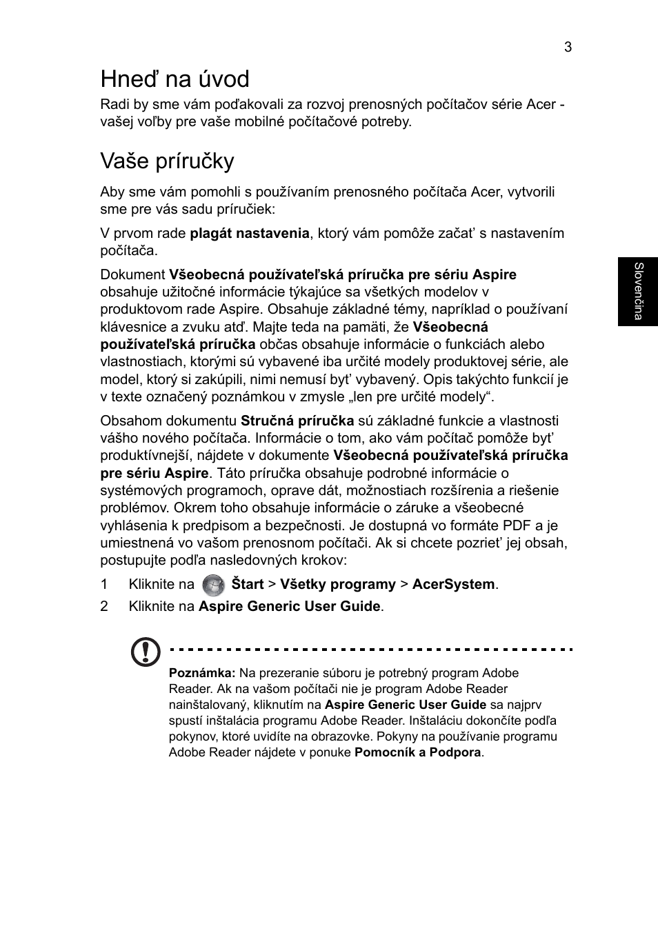 Hneď na úvod, Vaše príručky | Acer Aspire V3-551G User Manual | Page 159 / 306