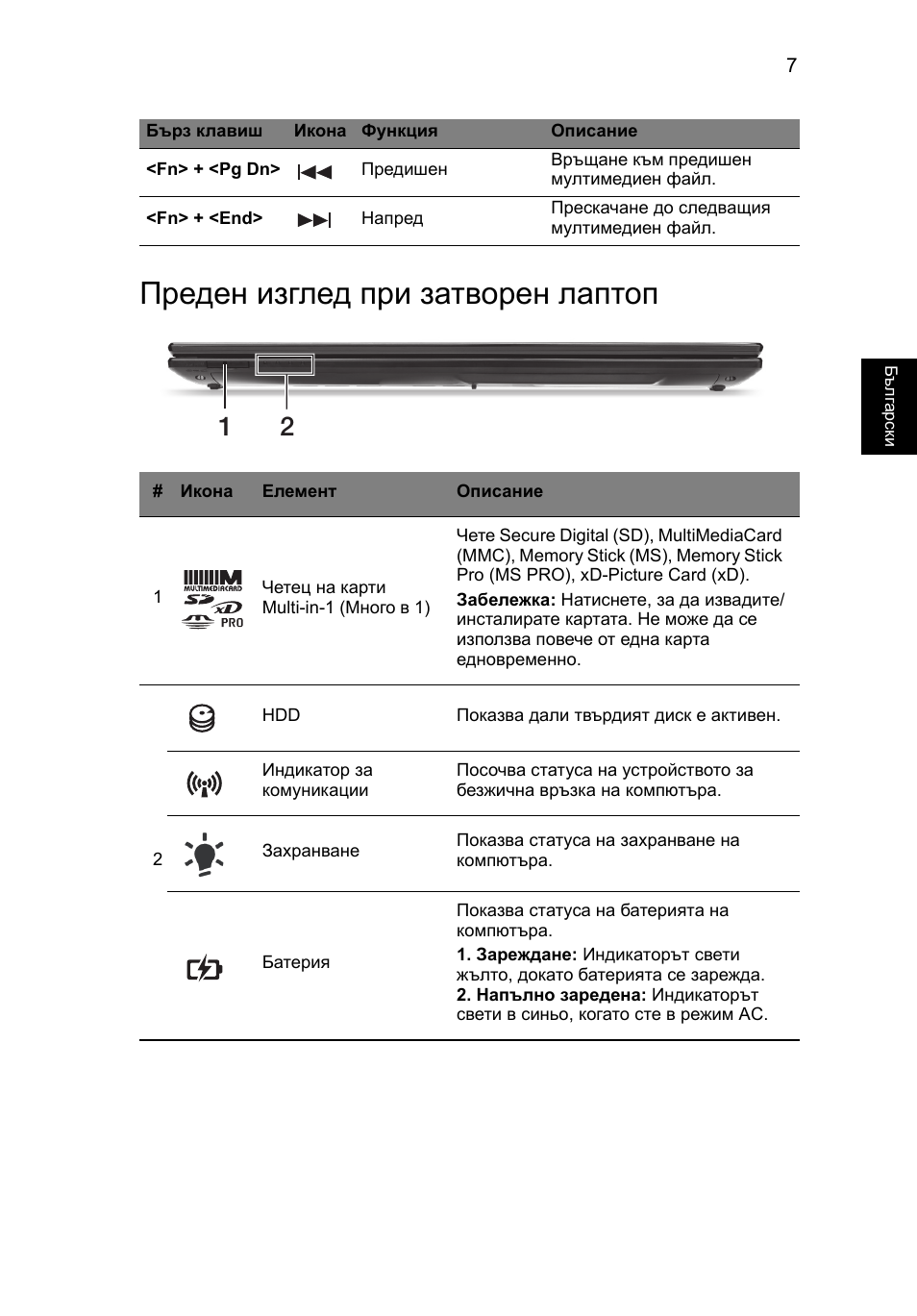 Преден изглед при затворен лаптоп | Acer Aspire V3-551G User Manual | Page 203 / 306