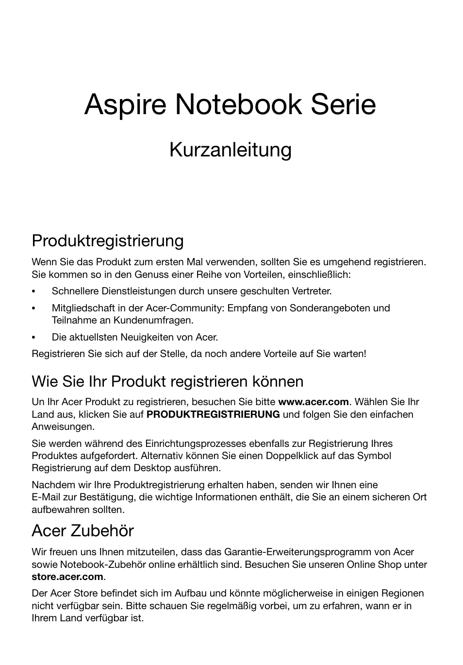 Deutsch, Produktregistrierung, Wie sie ihr produkt registrieren können | Acer zubehör, Kurzanleitung | Acer Aspire V3-551G User Manual | Page 23 / 306