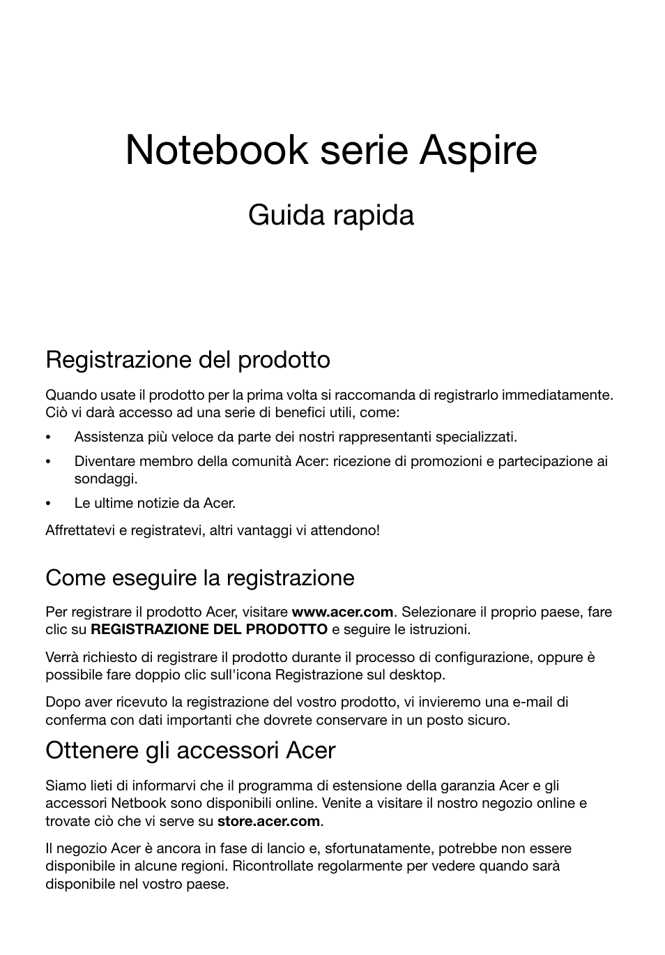 Italiano, Registrazione del prodotto, Come eseguire la registrazione | Ottenere gli accessori acer, Guida rapida | Acer Aspire V3-551G User Manual | Page 33 / 306