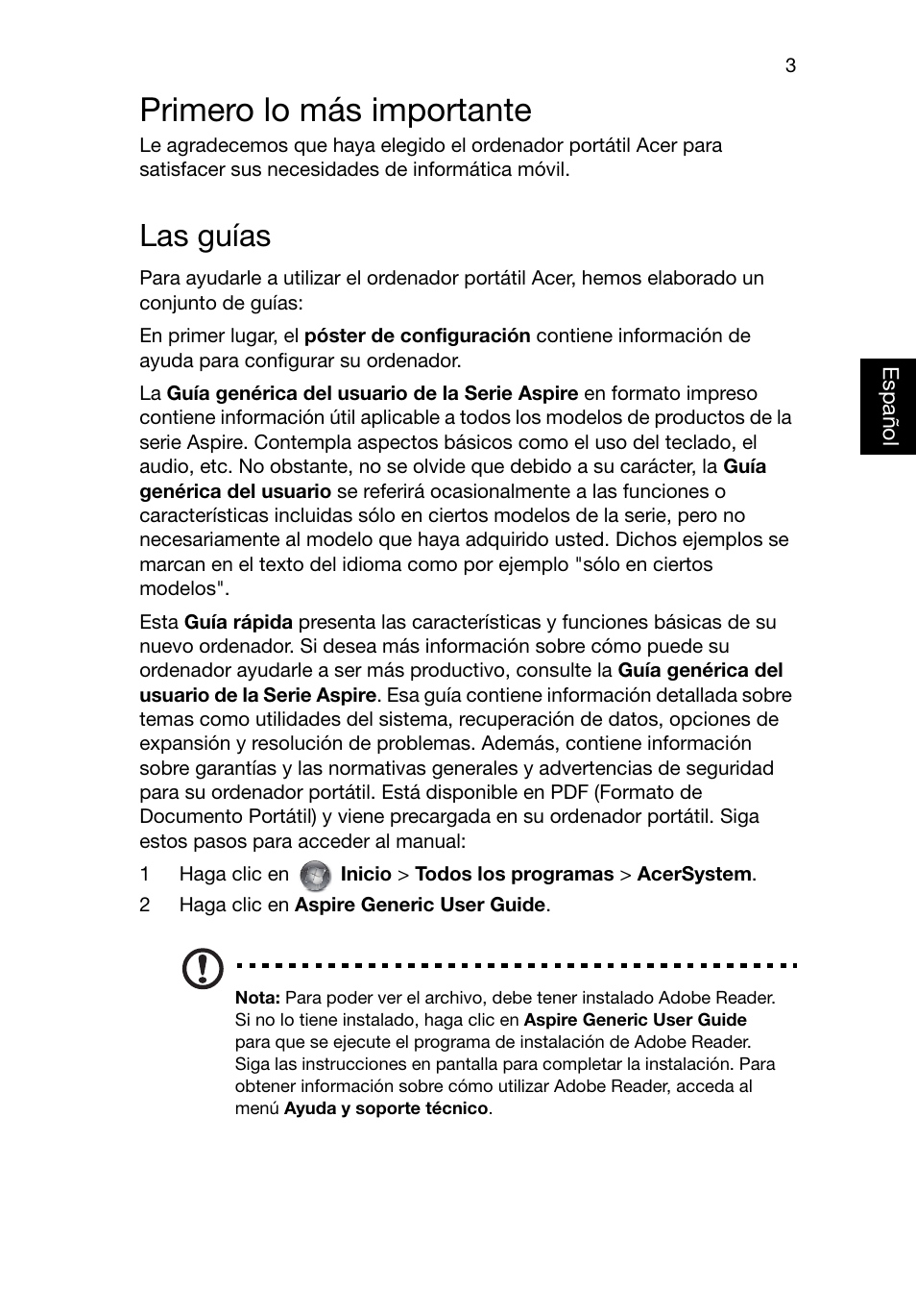 Primero lo más importante, Las guías | Acer Aspire V3-551G User Manual | Page 45 / 306